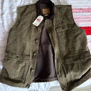 Vermont Country Store Men's Durable Green/Brown Outdoor Vest